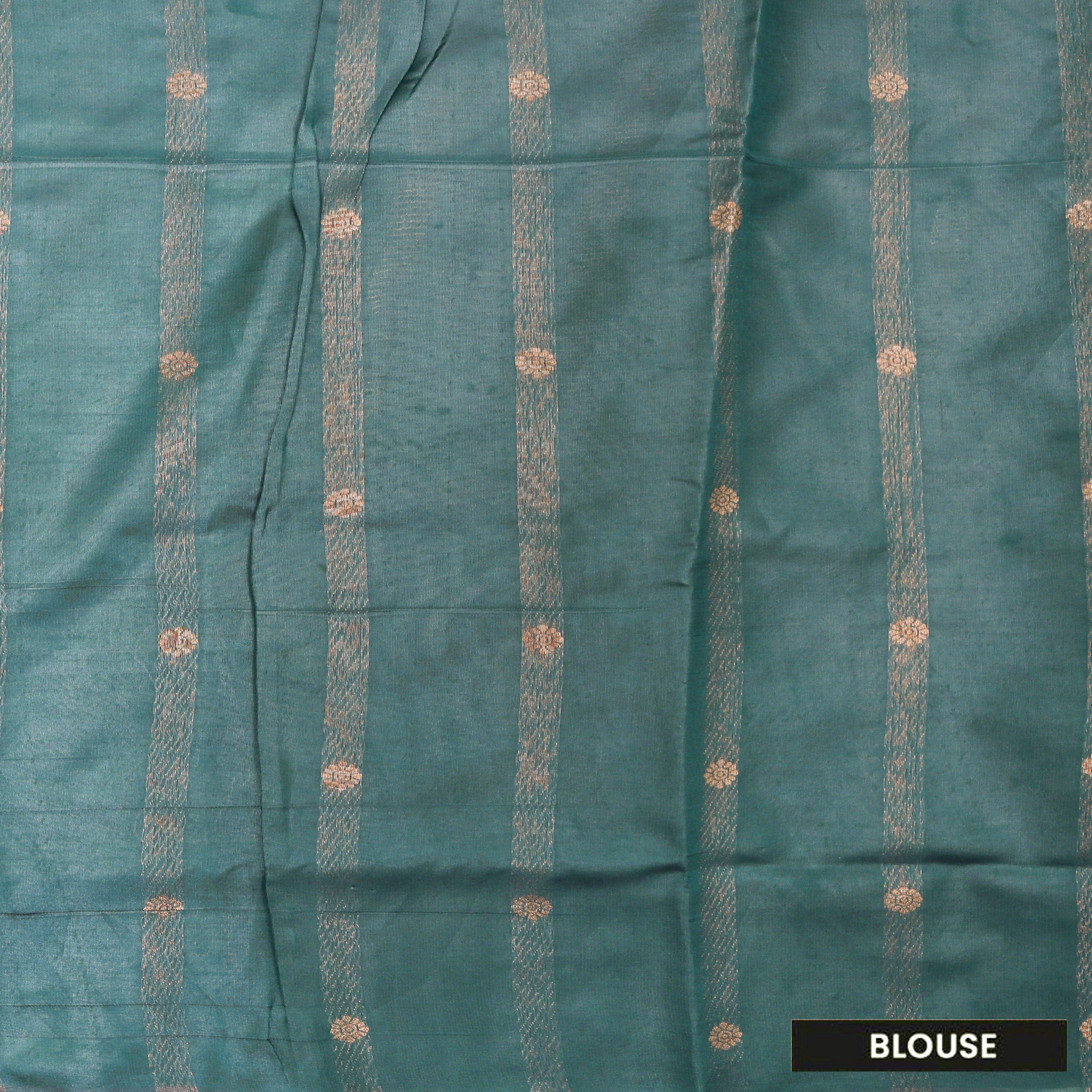 Dark Sea Green with Green Semi Litchi Silk Saree