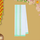 Pista Green With White Readymade Shirt And Matching Border Dhoti Set for Men