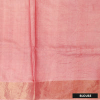 Pure Tussar Silk Saree Multi With Floral Design and Painted Prints and Zari Woven Border