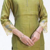 Anicham-Olive green Ladies Branded Co-ord-set Readymade