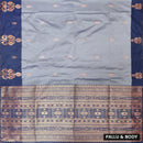 Grey with Blue Soft Silk Saree