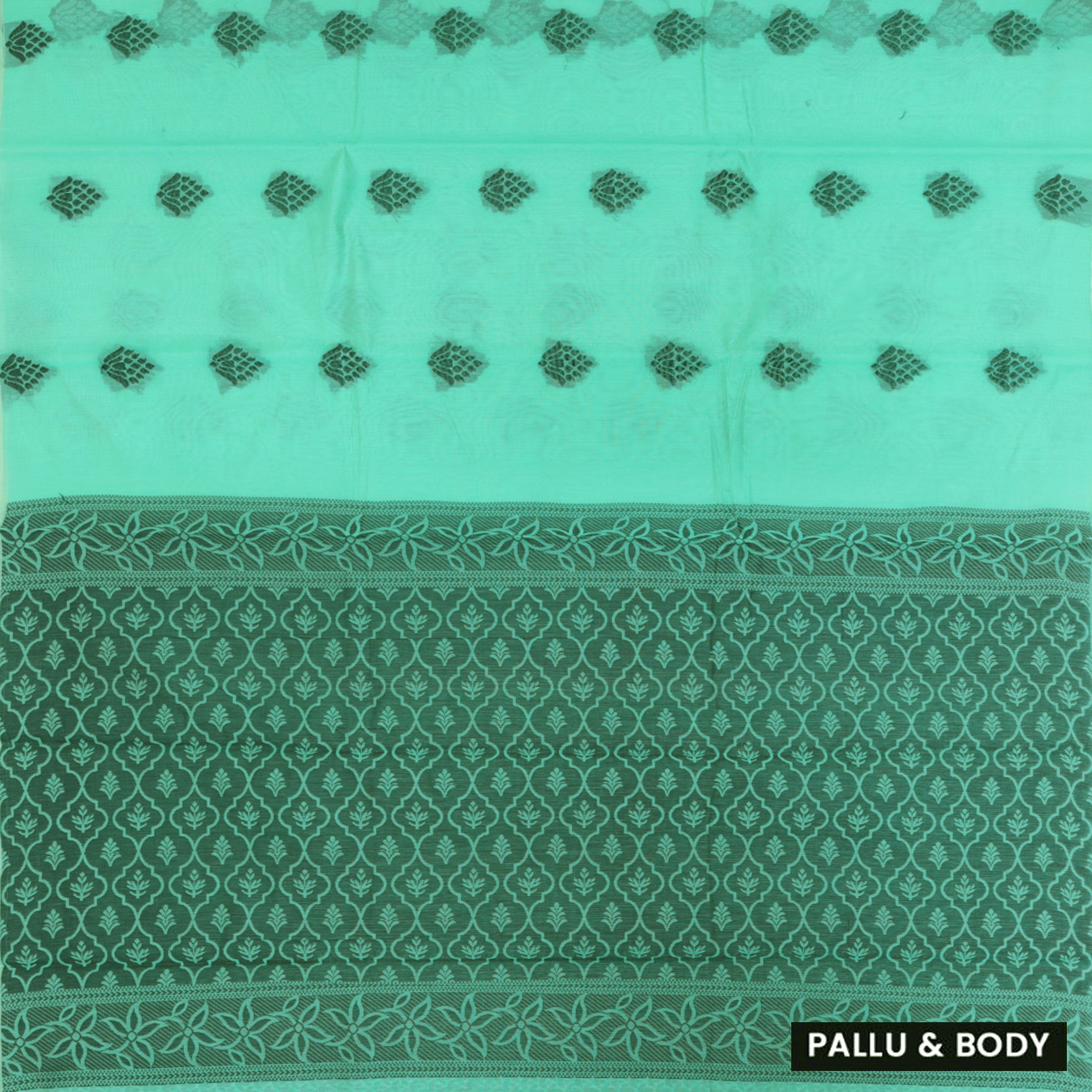 Mint Green With Black Zari Silk Cotton Saree