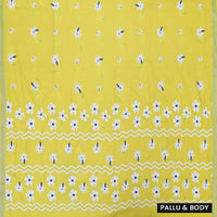 Yellow Linen Cotton Saree with Contrast Blouse