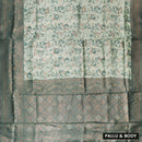Dark Sea Green with Green Semi Litchi Silk Saree