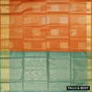 orange and teal Tissue Silk Saree