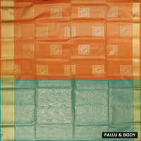 orange and teal Tissue Silk Saree