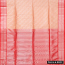 Light peach With Red  Soft Silk