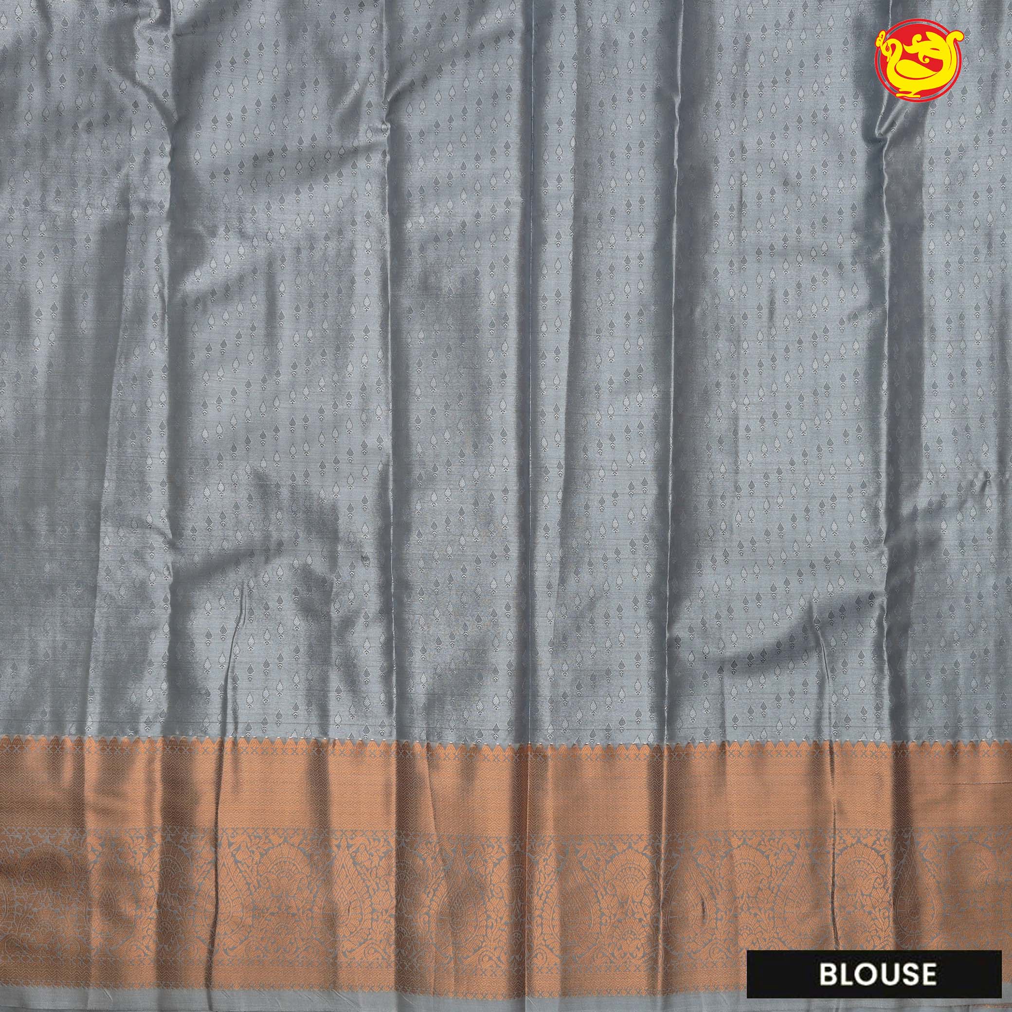 Grey with Brown Floral Tussar Silk Saree