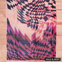 Pure Tussar Silk Saree Multi With Floral Design and Painted Prints and Zari Woven Border