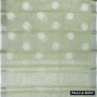 Dark Green Color Linen Cotton Saree