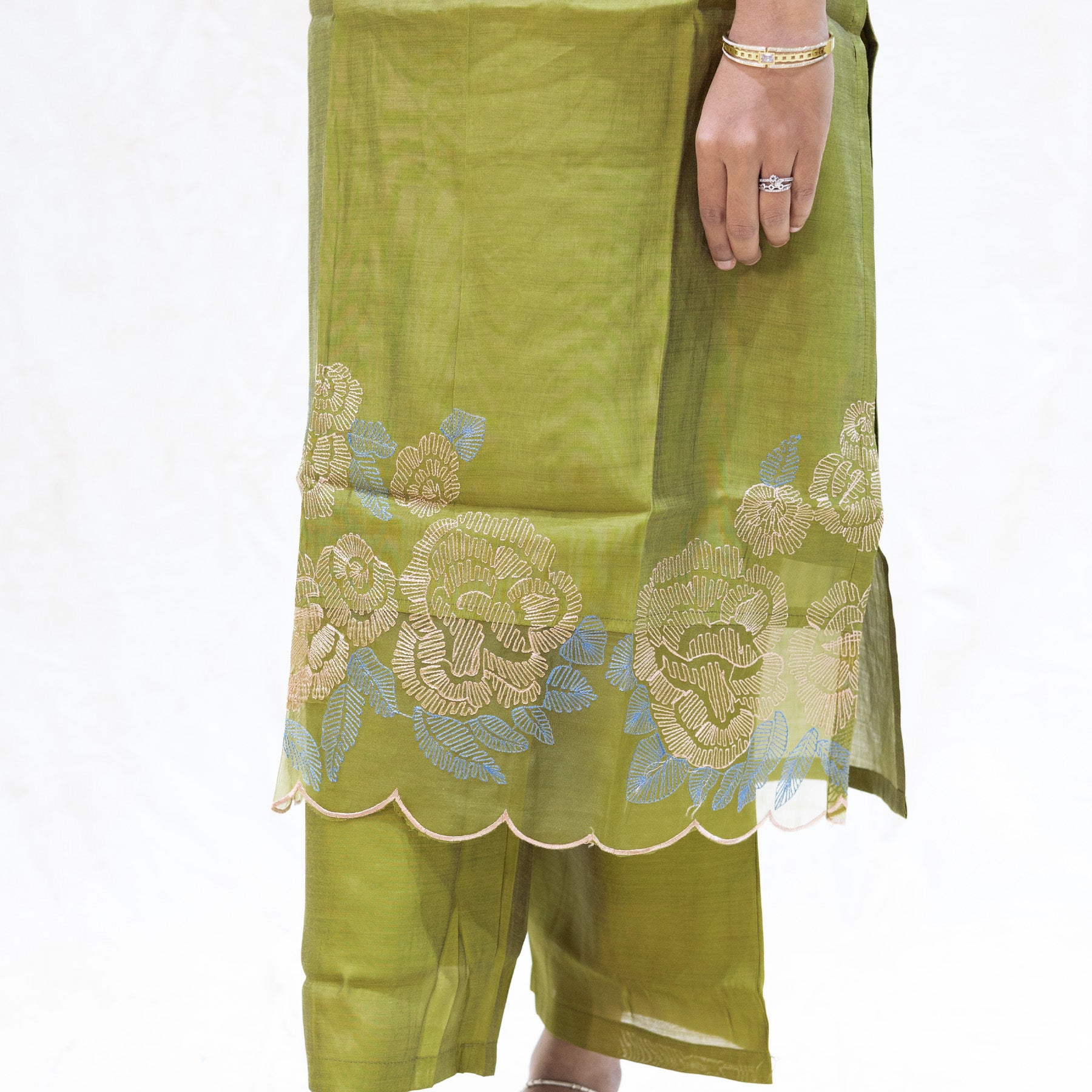 Anicham-Olive green Ladies Branded Co-ord-set Readymade