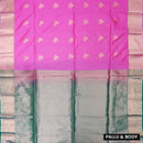 Pink with Green Soft Silk Saree