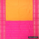 Mustard Yellow and Rani Pink Soft Silk Saree