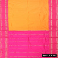 Mustard Yellow and Rani Pink Soft Silk Saree