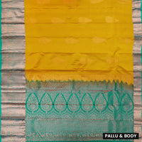 Yellowwith GREEN pure soft silk saree
