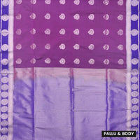 Purple with Dark Blue Soft Silk Saree