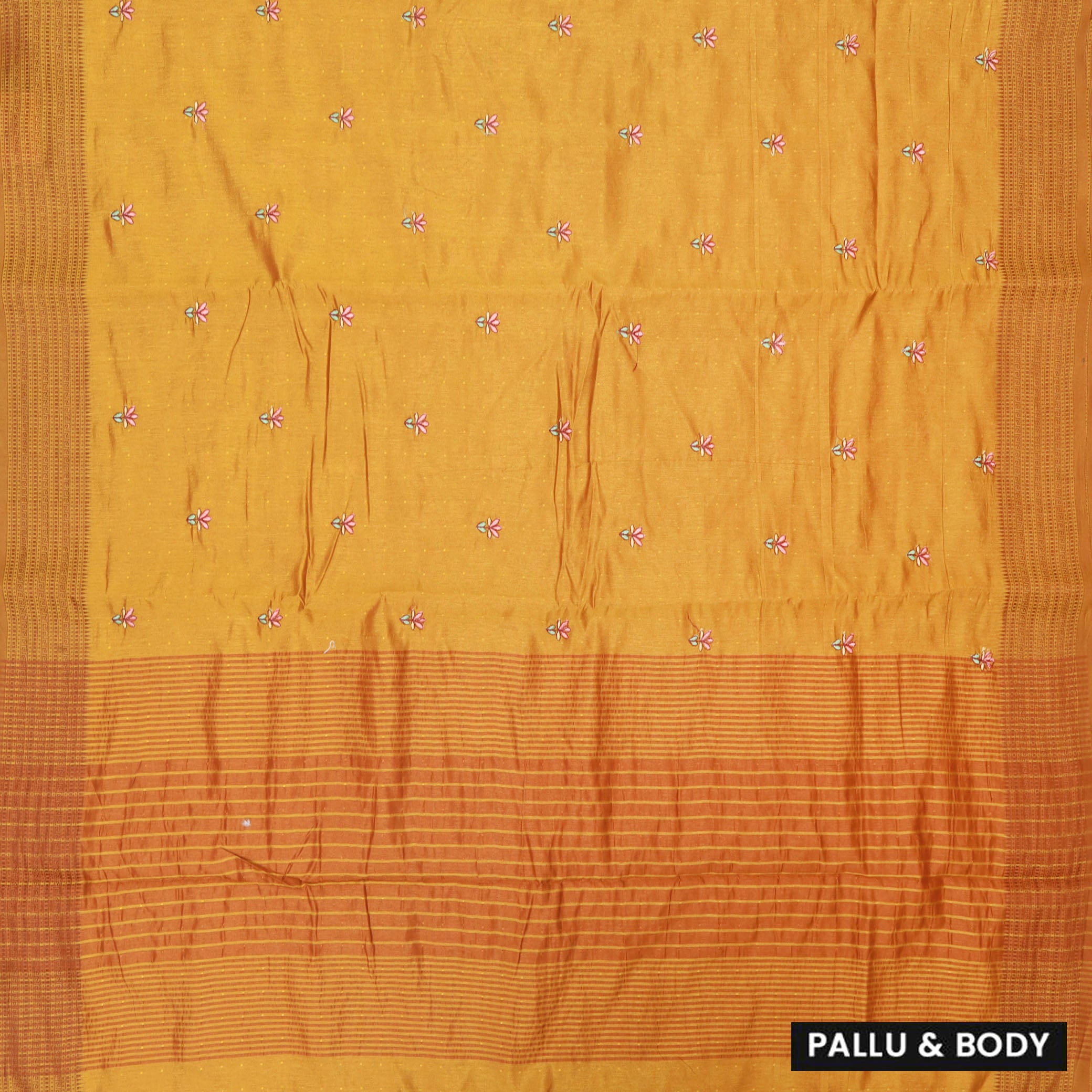 Mustard Yellow  With Orange Fancy Sarees