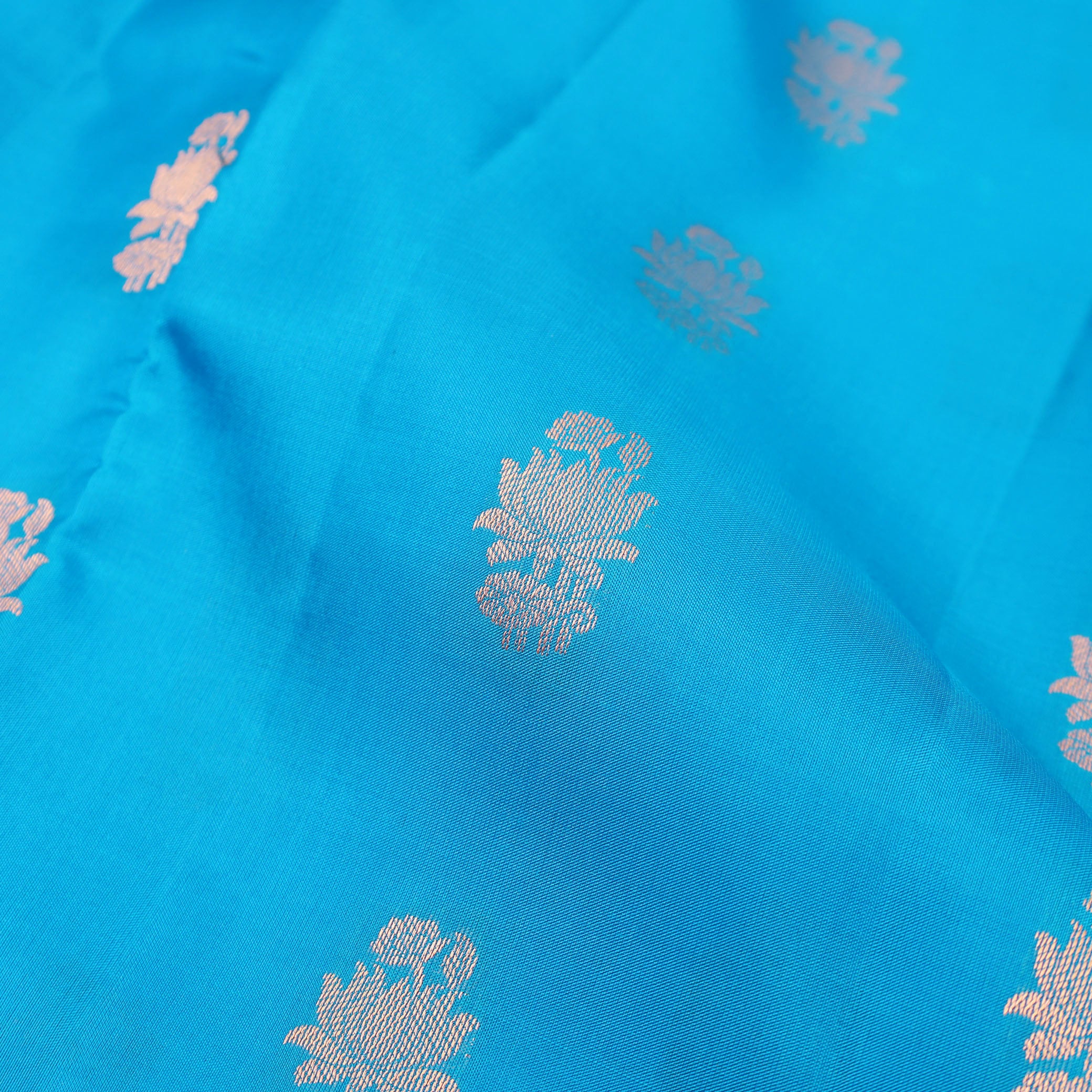 Blue  Colour Gold Zari Border Yuvana Semi Soft Silk Saree