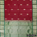 Red with Green Soft Silk Saree