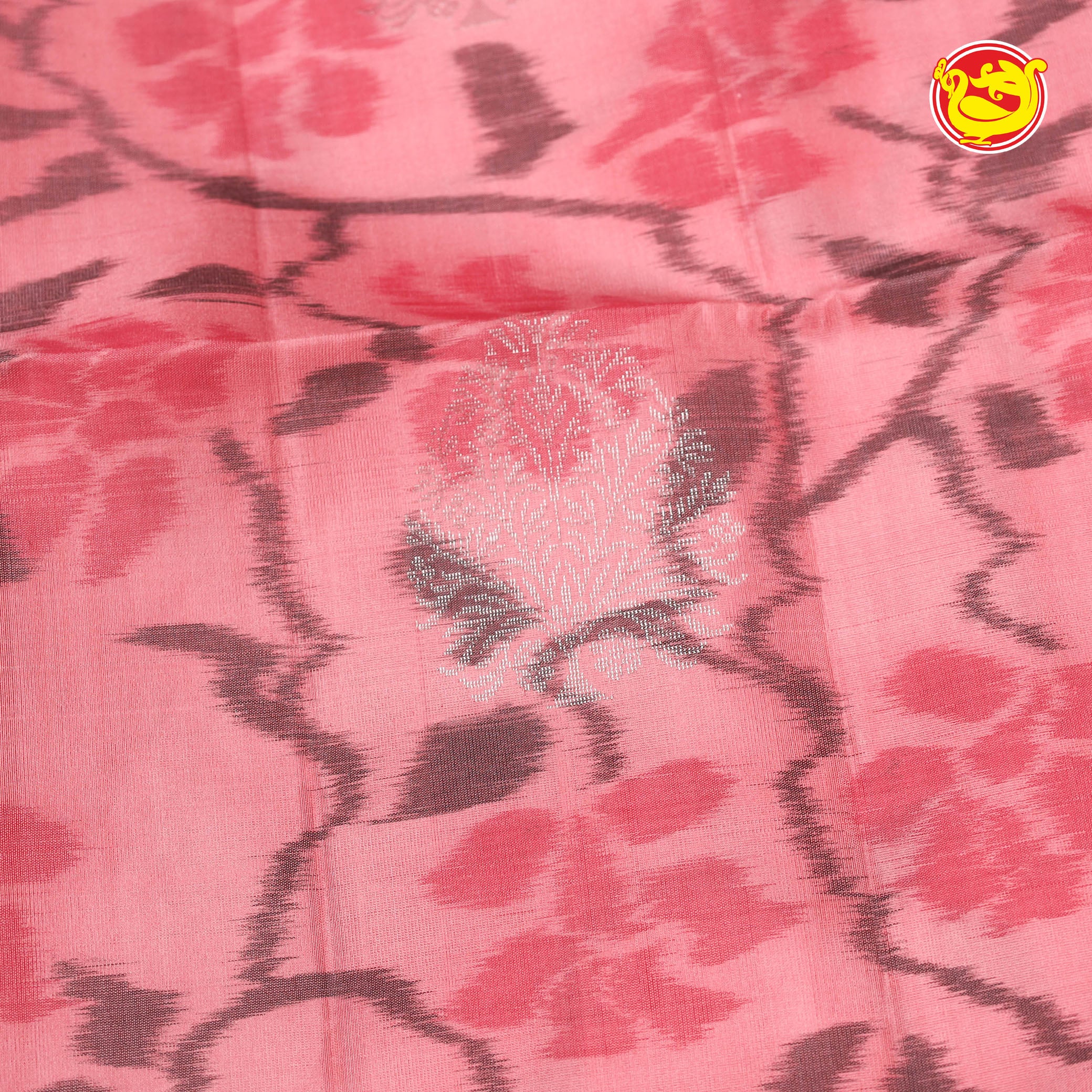 Lotus pink ikat soft silk saree
