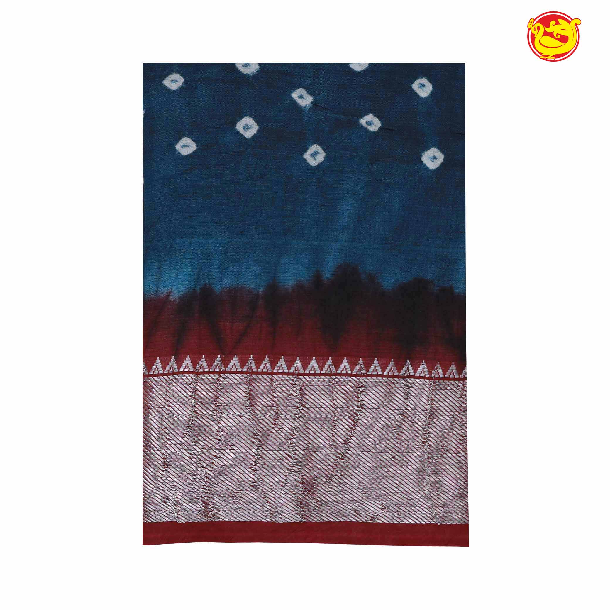 Grey with maroon chanderi saree with tie and dye prints