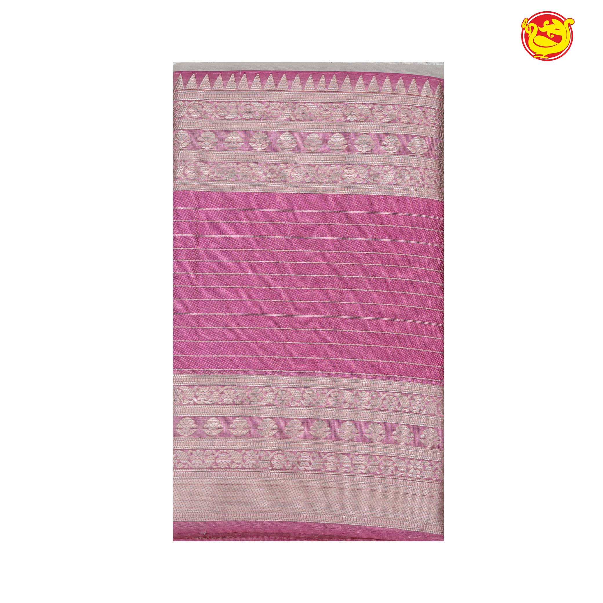 Light Grey with Pink Traditional Buttas Soft Silk Saree