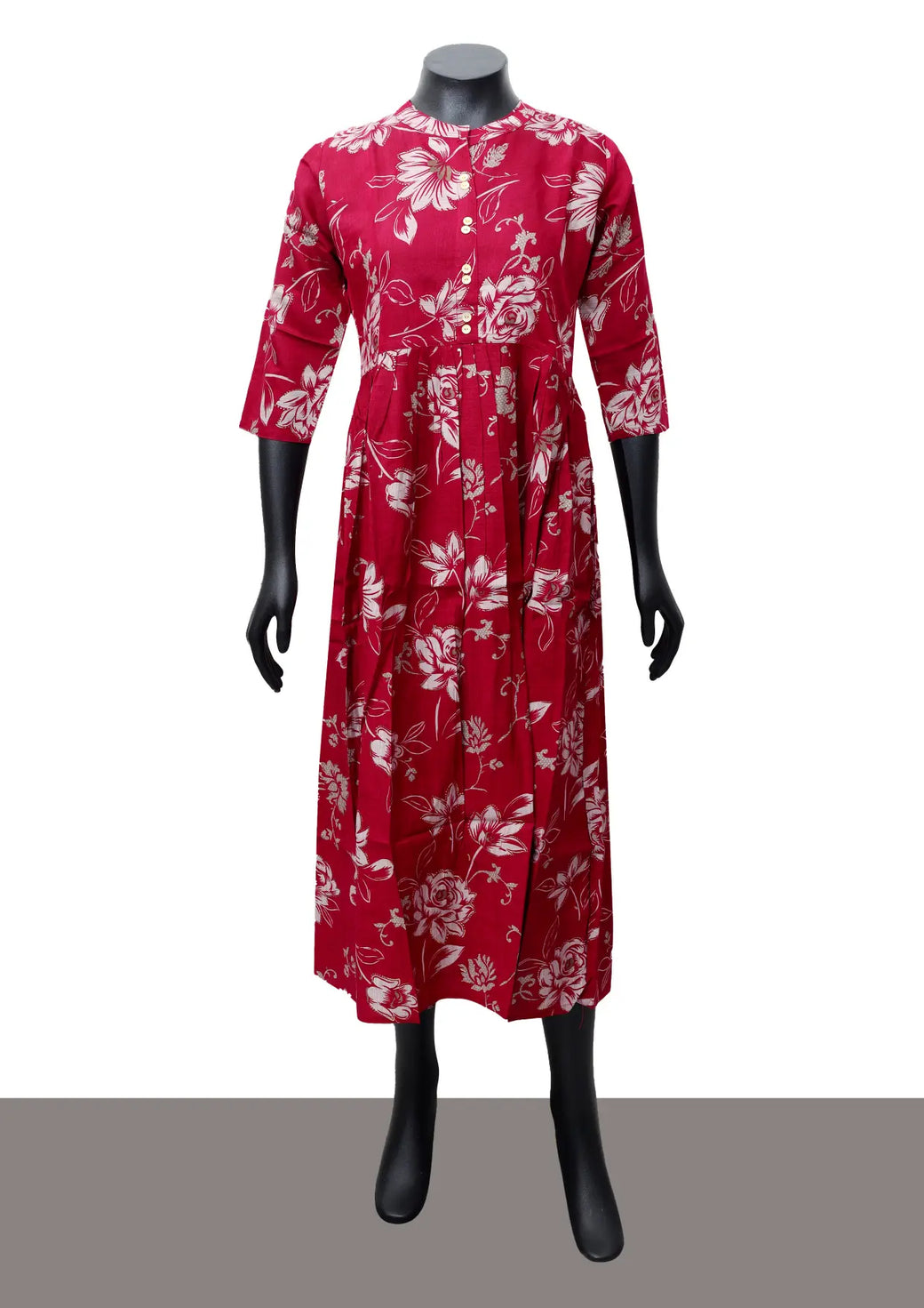 Red Printed Ladies Branded Readymade Long Top