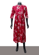 Red Printed Ladies Branded Readymade Long Top