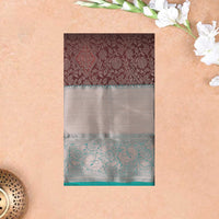 Dark Brown With Green Wedding Silk Saree
