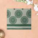 White with  Green Tissue Silk Saree