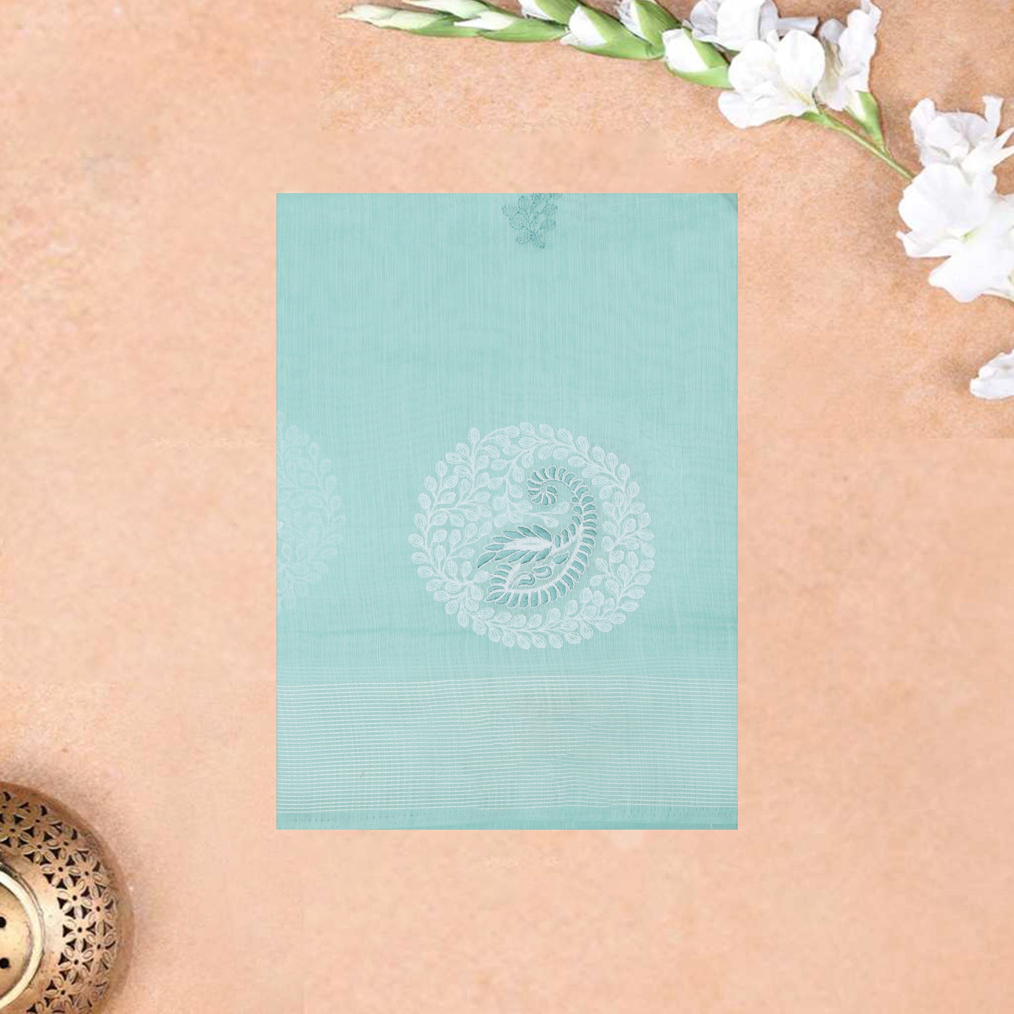 Light Blue Color Linen Cotton Saree