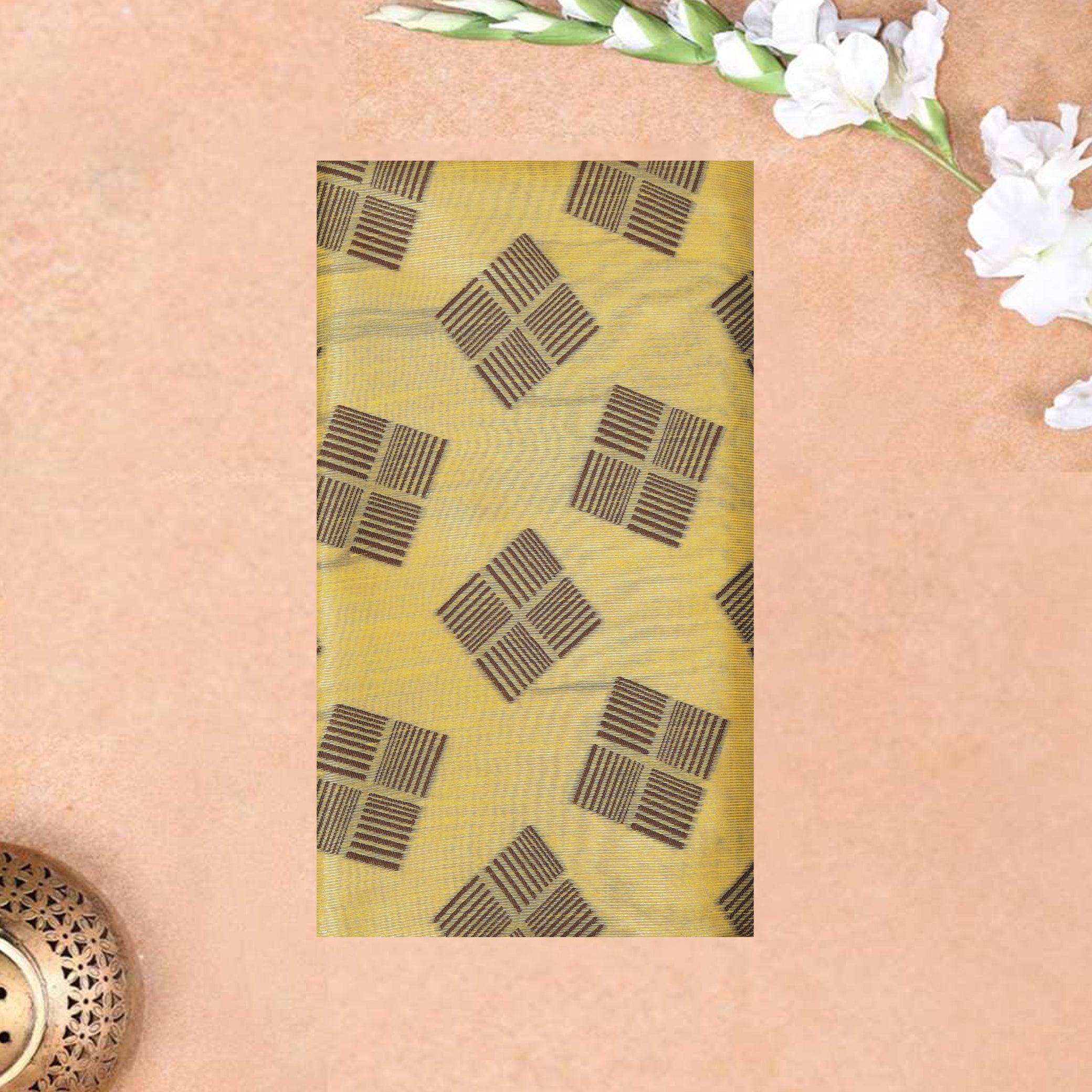 Yellow Colour Fancy Weaving Saree