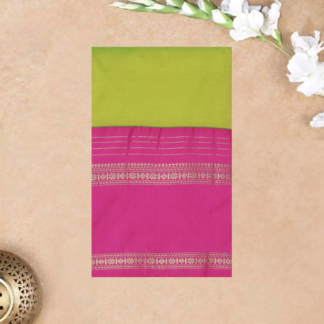 Pista Green and Magenta Soft Silk Saree