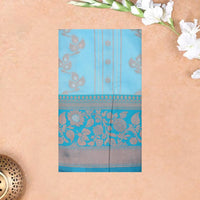 Teal blue and green Soft Silk Saree