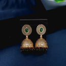 TRADITIONAL INDIAN STYLE  EARRINGS with  GREEN  stone and pearl hangings