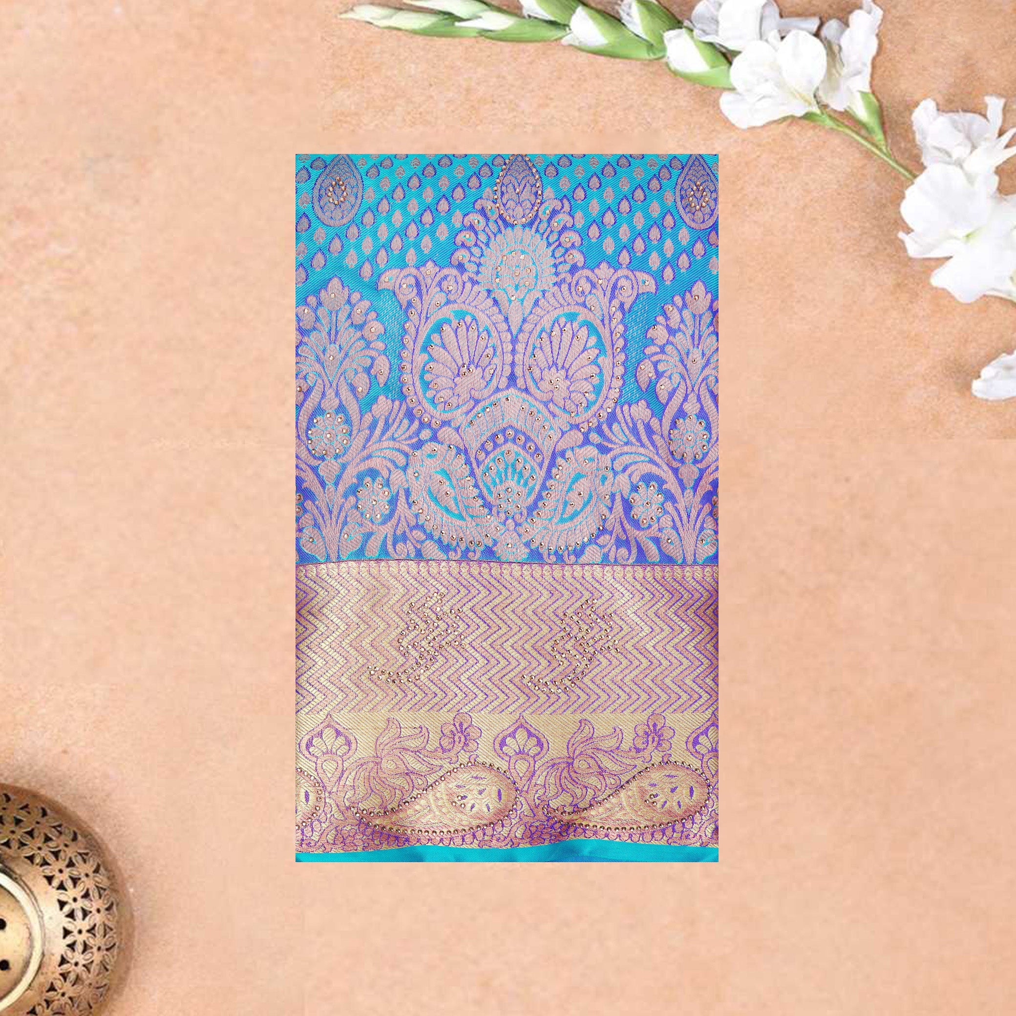 Sky Blue  pure Kanchipuram silk saree