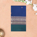 Navy Blue With Dark Green  Pure  Cotton Saree without Blous