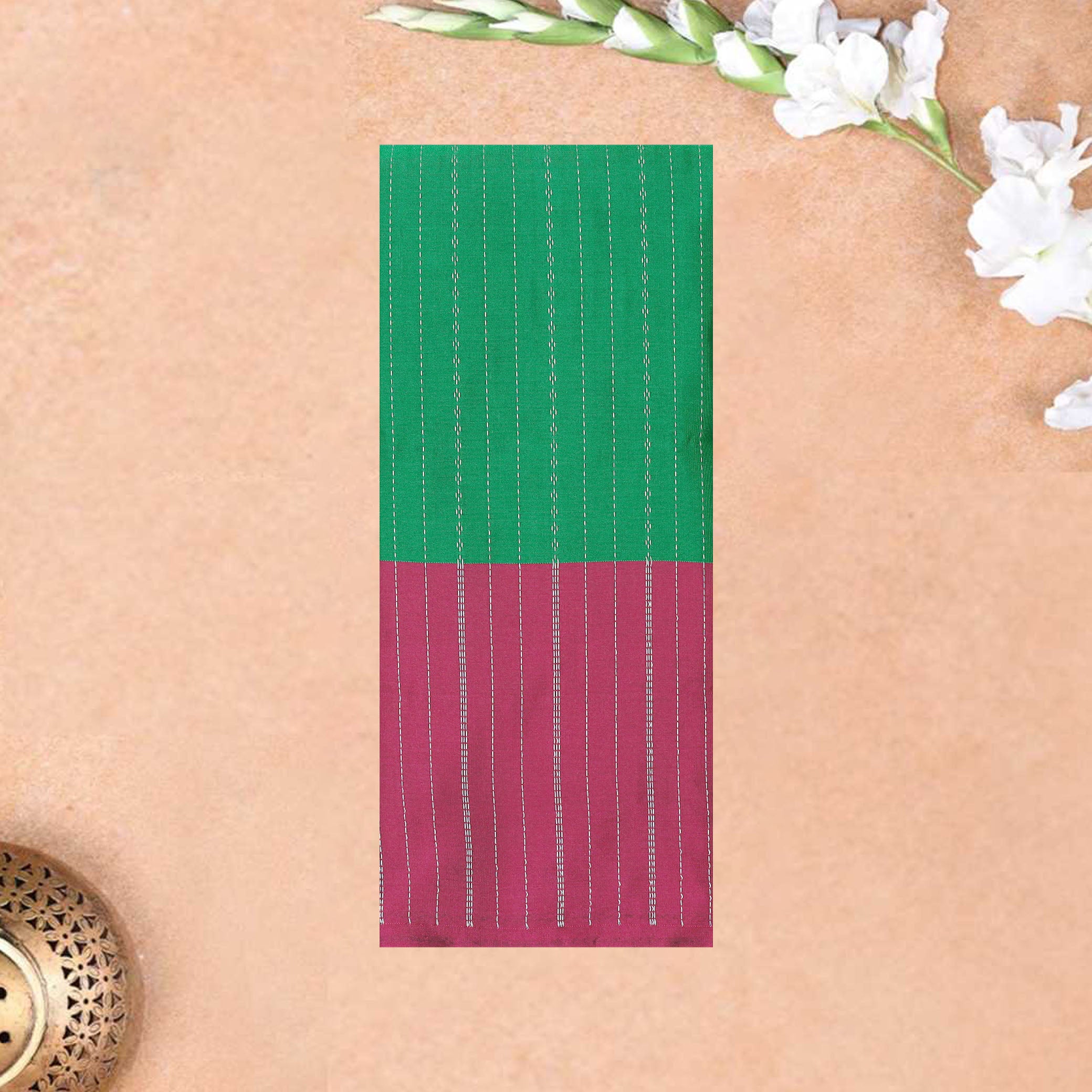 Green With Pink Arani Silk Saree