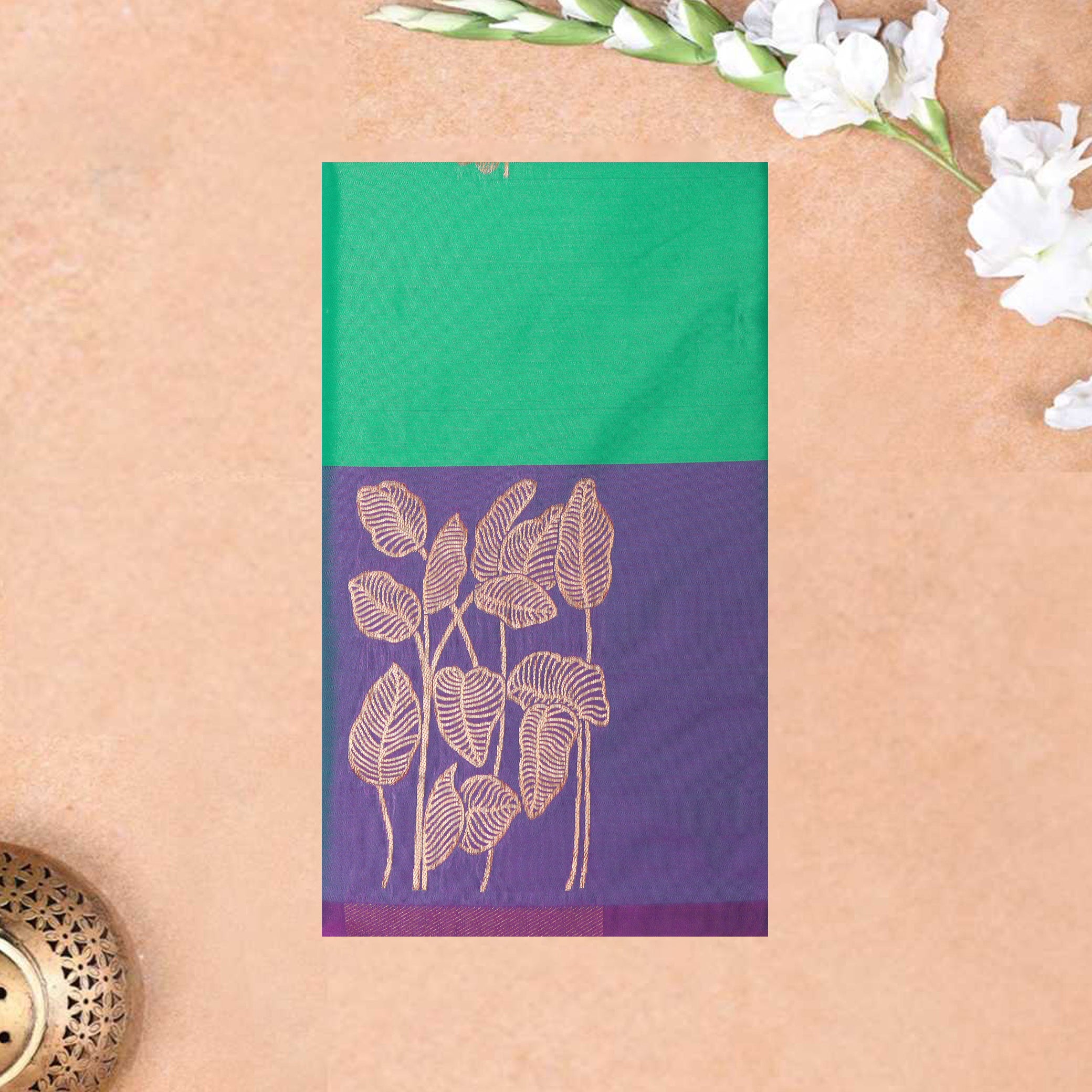 Green with Purple Soft Silk Saree