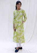 Vennila- Pista Green With White Ladies Branded Umbrella Top Readymade