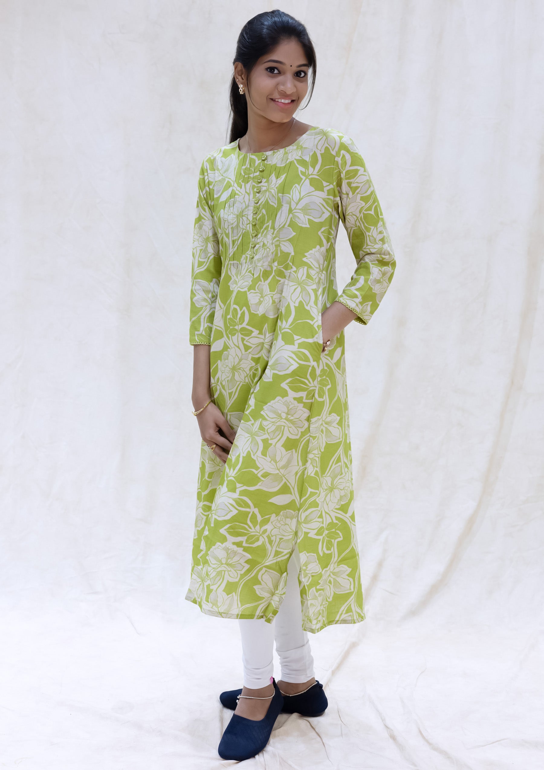 Vennila- Pista Green With White Ladies Branded Umbrella Top Readymade
