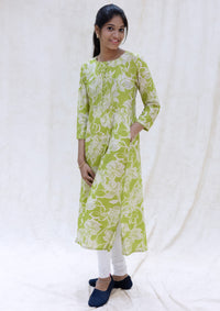 Vennila- Pista Green With White Ladies Branded Umbrella Top Readymade