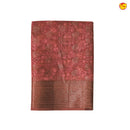 Unique Dark Brown Chanderi Silk Saree with Floral Motifs and Copper Zari Border - Thenianantham