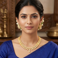 Elegant  Gold-Plated Ad StoneWith  Earring Set Necklace
