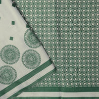 White with  Green Tissue Silk Saree