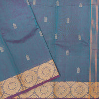 Teal and Purple With Maroon  Pure Chettinad Cotton Saree without Blouse