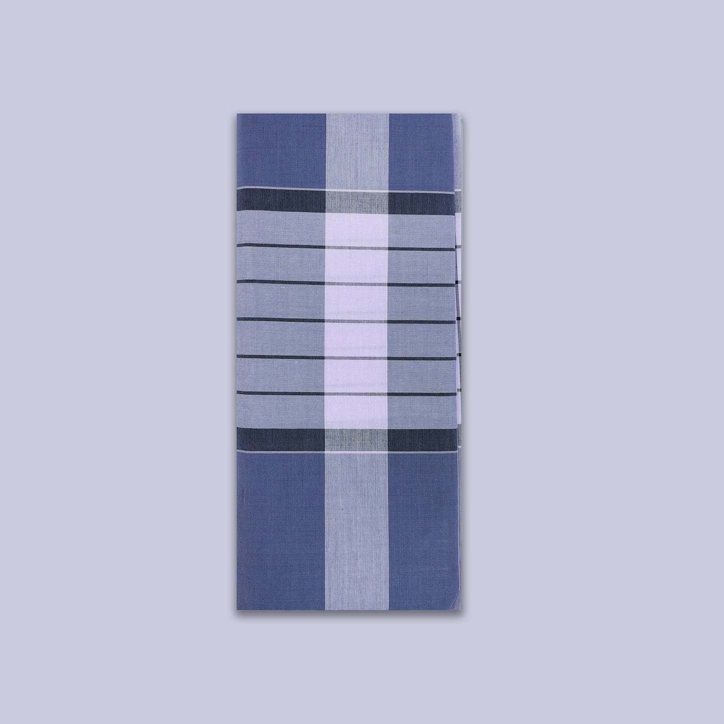 Men’s Grey With Light Blue Stripe Checked Cotton Stitched Lungi