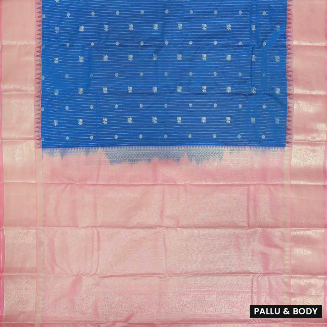 Royal Blue with Baby Pink Vairasoosi Soft Silk Saree