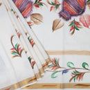 Southloom Exclusive Onam Kerala Traditional Fancy Border Floral Cotton Saree (Matching Plain Blouse Included)