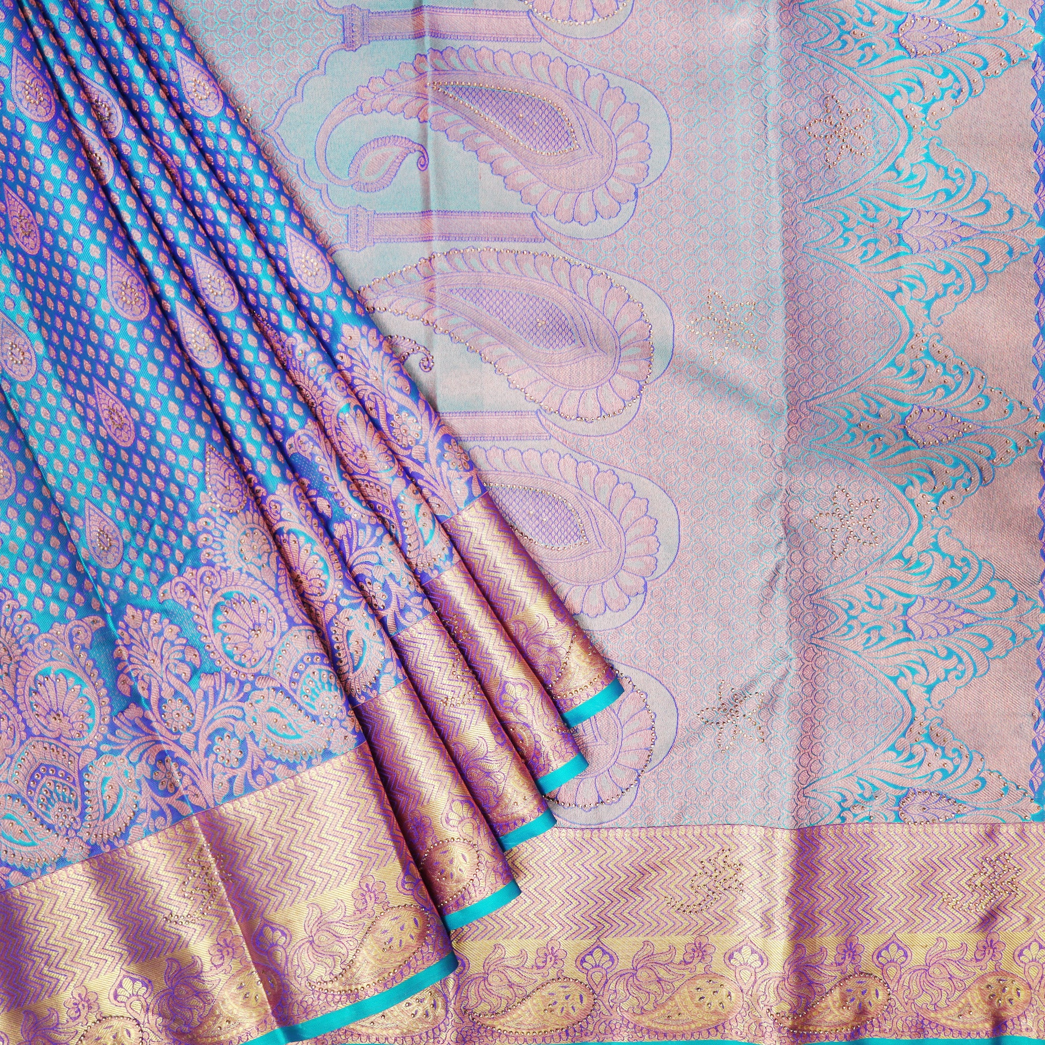 Sky Blue  pure Kanchipuram silk saree